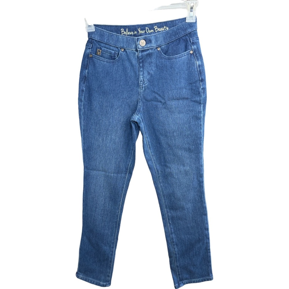 Belle by Kim Gravel‎ Flexibelle Rollabelle Jean Washed Indigo Petite 0 NWOT